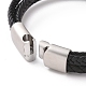 Black Microfiber Braided Cord Triple-strand Bracelet with 304 Stainless Steel Magnetic Clasps BJEW-P275-23P-3