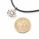 Alloy Lotus Pendant Necklace with Imitation Leather Cord NJEW-JN03863-02-5