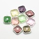 Silver Color Plated Brass Glass Square Pendants GLAA-J014A-S-1