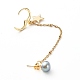 Natural Pearl Brass Crawler Ear Studs Chains EJEW-JE04566-04-3