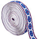 Gorgecraft 10m エスニック風刺繍ポリエステルリボン  ジャカードリボン  服飾材料  花柄  ミディアムブルー  1インチ（25mm） OCOR-GF0002-37-1