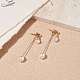 Boucles d'oreilles pendantes à double coquillage et perle EJEW-TA00070-3