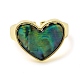 Открытое кольцо-манжета в форме сердца из натуральной ракушки RJEW-H220-02G-2