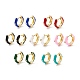 Clear Cubic Zirconia Chunky Hinged Hoop Earrings with Enamel EJEW-P196-20G-08-1
