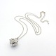 1 brin femmes à la mode longue chaîne de rolo en laiton coeur cage médaillon pendentif colliers X-NJEW-L067-04-1