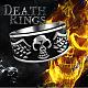 Fashionable 316L Surgical Stainless Steel Skull Rings Wide Band Rings for Men RJEW-BB10144-7-5