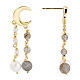 Aretes colgantes con borla de luna y perlas naturales y piedra solar EJEW-T019-02G-1