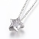 304 Stainless Steel Brass Cubic Zirconia Pendant Necklaces NJEW-O108-13P-1