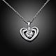 Silver Plated Brass Cubic Zirconia Heart Pendant Necklaces NJEW-BB02984-C-2