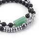 Bracelets extensibles en pierres naturelles mélangées et perles d'agate noire naturelles BJEW-JB04012-3