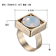真鍮製指輪  宝石付き  正方形  サイズ7  ゴールドカラー  ホワイト  17mm RJEW-N0006-006A-17mm-2