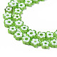 手作りミッレフィオーリガラスビーズ連売り  花  淡緑色  7.5~9x3mm  穴：1mm  約55~57個/連  15.55インチ〜15.94インチ（39.5cm〜40.5cm） LAMP-J035-8mm-24-3