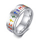 Regenbogenfarbe Stolz Flagge Rune Worte Odin Skandinavier Wikinger Amulett Emaille drehbarer Ring RABO-PW0001-037D-1