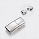 Rectangle Smooth Surface 304 Stainless Steel Magnetic Clasps with Glue-in Ends STAS-I037-33-2