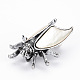 Cicada Shape Natural White Shell Brooch Pin G-N333-007A-RS-4