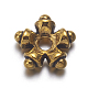 チベット風合金スペーサービーズ  無鉛の  花  アンティーク黄金  直径約9mm  厚さ3mm  穴：1mm X-GAB5464Y-1