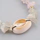 Bracelets de perles tressées de quartz rose naturel et de pierre de lune blanche BJEW-JB04080-01-3
