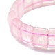 Bracelet extensible en perles rectangle de quartz rose naturel BJEW-E379-01E-3