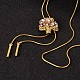 Flower Long Adjustable Alloy Rhinestone Lariat Necklaces NJEW-F193-G03-G-1