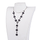 Natural Lava Rock Beads Pendant Necklaces NJEW-JN02007-01-4