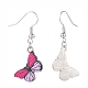 Boucles d'oreilles pendantes papillon bicolore pour femme EJEW-JE04807-5