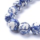 Hebras de perlas de porcelana azul y blanco hechas a mano PORC-K002-01B-3