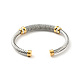 304 bracelet manchette ouvert en forme de corde torsadée en acier inoxydable avec strass pour femme BJEW-D449-01GP-01-2