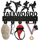Mayjoydiy taekwondo appendiabiti da parete appendiabiti in legno nero portachiavi 5 ganci in metallo 11.8 × 8 pollici decorazione artistica da parete medaglie sportive bracciali cappelliera per casa ufficio ingresso/corridoio/bagno HJEW-WH0055-008-1