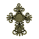 Style tibétain supports strass alliage pendentif croix cabochon X-TIBEP-24985-AB-FF-1