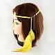 Frau gefärbte Feder geflochtene Wildleder Schnur Stirnbänder OHAR-R185-04-2