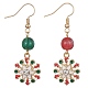 Boucles d'oreilles pendantes en alliage d'émail sur le thème de Noël avec perles de résine EJEW-JE05309-2