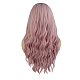 長いかつら  女性のセクシーなオンブルパーティーの巻き毛  合成かつら  耐熱高温繊維  ピンク  27.6インチ（70cm） OHAR-L010-006A-4