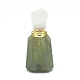 ファセットナチュラルプレナイト開閉式香水瓶ペンダント  真鍮のパーツとガラスのエッセンシャルオイルのボトル  30~40x14~18x11~14mm  穴：0.8mm  ガラス瓶容量：3ml（0.101液量オンス）  宝石の容量：1ml（0.03液量オンス） G-E556-04K-2