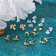 Fashewelry 12 шт. 6 стильные латунные серьги-гвоздики с микропаве из кубического циркония KK-FW0001-10-6