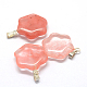 Hexagon Dyed Cherry Quartz Glass Pendants G-Q366-11-2