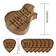 ギター型木製ギターピックボックス  6本のトレイングルウッドギターピック付き  ハート柄  32x27x2.5mm  6個/セット WOOD-WH0116-002-2