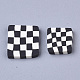 手作り樹脂クレイカボション  白黒  正方形  9~12x9~12x1~3mm  約5000個/1000g CLAY-R087-02-2
