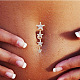 Piercing bijoux réel 18k plaqué or en laiton étoile cubique zircone anneau de nombril anneau de nombril anneaux de ventre AJEW-EE0001-94-4