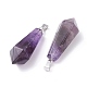 Natural Amethyst Pointed Pendants G-I314-02P-13-3