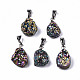 Electroplate Natural Druzy Agate Pendants G-S359-182-1