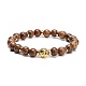 Round Natural Wood Beads Stretch Bracelet BJEW-JB07101-5