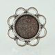 Vintage Adjustable Iron Finger Ring Components Alloy Flower Cabochon Bezel Settings X-PALLOY-O039-25AS-2