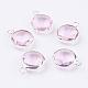 Silver Color Plated Brass Glass Flat Round Charms GLAA-M003-A-10S-1
