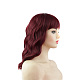 前髪のある短い頭の赤い巻き毛のかつら  短いウェーブのボブウィッグ  高温繊維  女性のためのかつら  暗赤色  （14インチ）466.7mm OHAR-D007-02-3