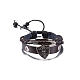 Bouclier rétro réglable avec alliage de zinc croix et bracelets en cuir tressé multi-brins BJEW-BB16031-1