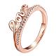 Word Love Real Rose Gold Plated Brass Cubic Zirconia Rings for Women RJEW-BB05427-8RG-1