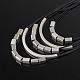 Black Leather Cord Bib Statement Tiered Necklaces For Women NJEW-BB08199-3