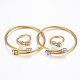Trendy conjuntos de anillos y brazaletes de torque de 304 acero inoxidable SJEW-H073-13-1