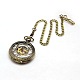 Steampunk Jewelry Hollow Alloy Flat Round Pendant Mechanical Pocket Watches WACH-M035-05AB-1