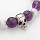 Unique Design Skull Natural & Synthetic Mixed Stone Beaded Stretch Bracelets BJEW-JB01847-3